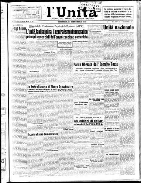 L'Unità : organo centrale del Partito comunista italiano